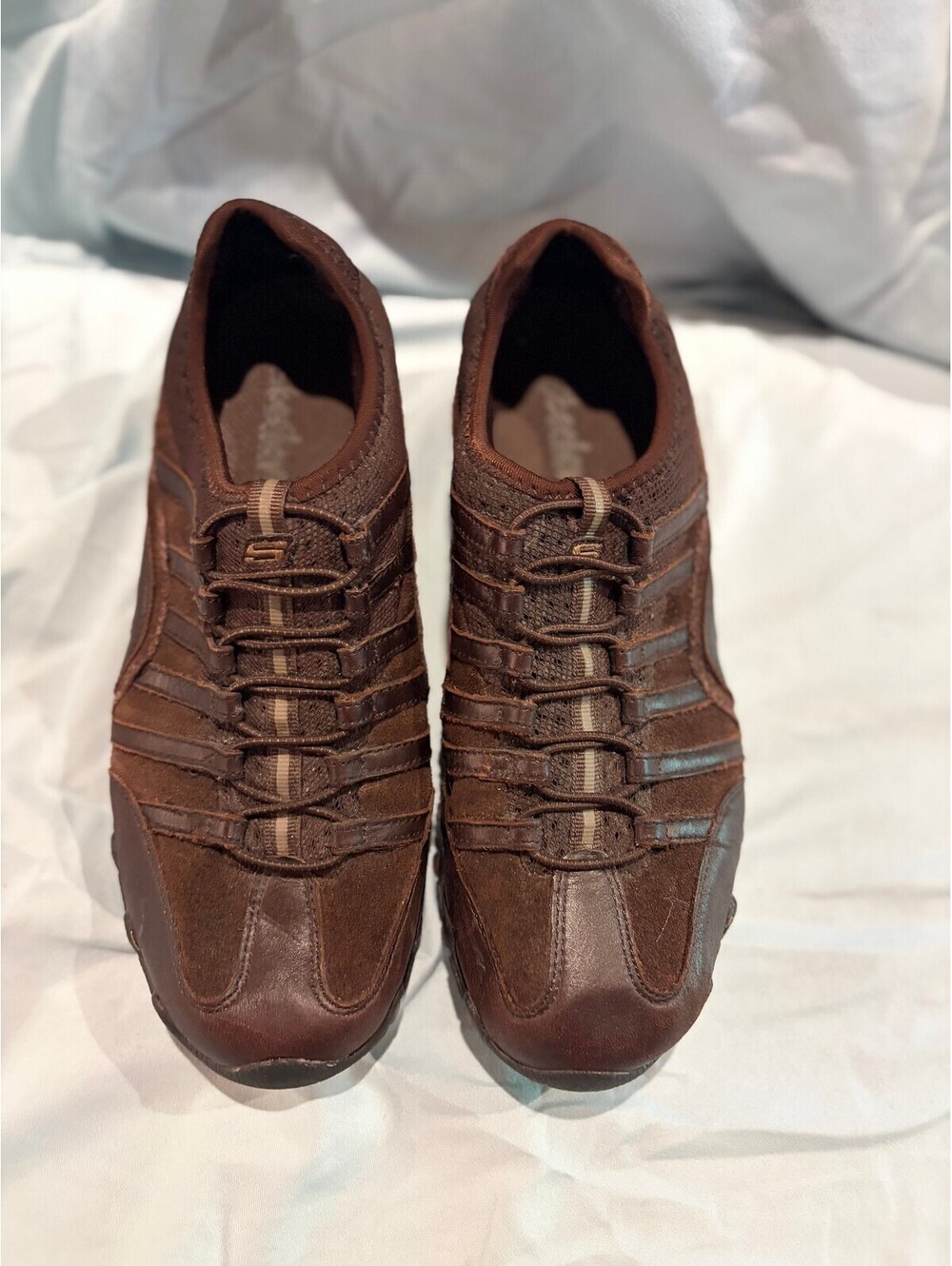 Skechers Vintage Y2K Biker Dream Come True Brown Suede Leather SlipOn Shoes 1270